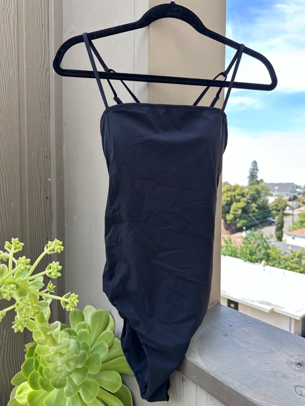 Vuori Black Scoop-Neck One-Piece